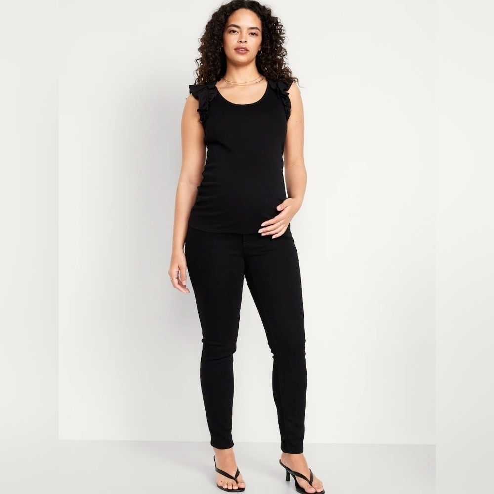 Old Navy Maternity Full Panel Stretch Skinny Jeans Black Size 4 RT$45 NEW